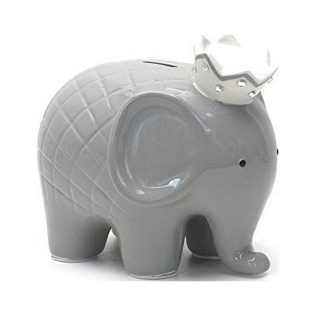 Bank Gray Coco Elephant Bank Ceramic Baby Hand Painted 3780Gy
