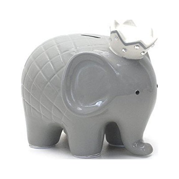 Bank Gray Coco Elephant Bank Ceramic Baby Hand Painted 3780Gy