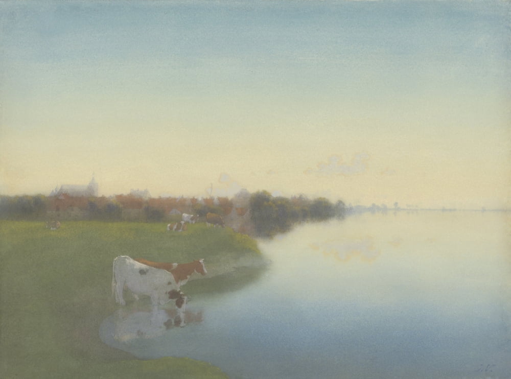 Bank Of The River Ijssel Near Hattem Canvas Art - (36 x 24)