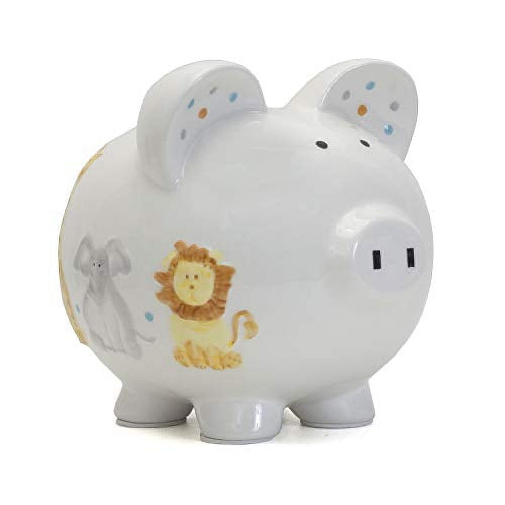 Sweet Safari Ceramic Piggy Bank with Colorful Animals