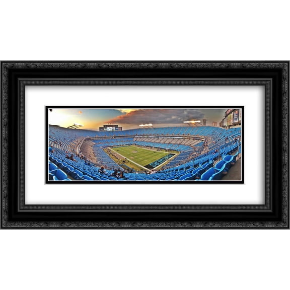 Bank of America Stadium 2x Matted 24x14 Black Ornate Framed Art Print from the Stadium Series