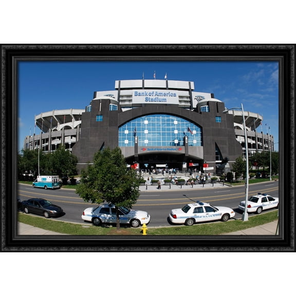 Bank of America Stadium 40x28 Large Black Ornate Wood Framed Canvas Art - Home of the Carolina Panthers