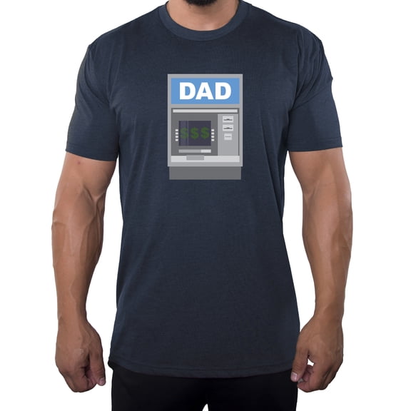 Bank of Dad T-shirt Men's Funny Graphic T-shirts Dad Atm shirt - Heather Navy MH200DAD S39 2XL