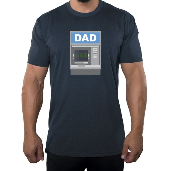 Bank of Dad T-shirt Men's Funny Graphic T-shirts Dad Atm shirt - Heather Navy MH200DAD S39 M