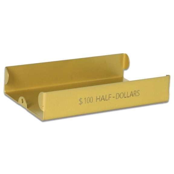 BankSupplies Half Dollar Coin Tray |Tan| Metal Money Tray | $100 Capacity |