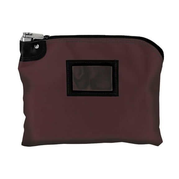 BankSuppliesLaminated Nylon Locking Deposit Bag | Burgundy |2 Keys Included