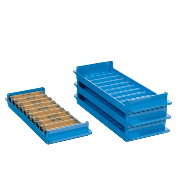 BankSupplies Nickel Rolled Coin Storage Tray | Blue| 20 Dollar Capacity |