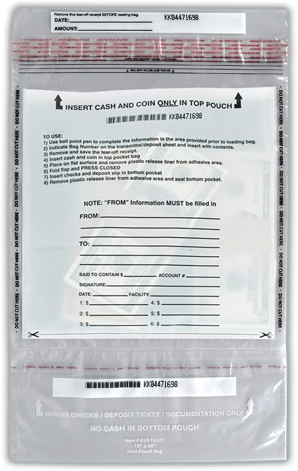 Self-Sealing Tamper-Evident Deposit Bags – Clear Security Bags For Cash & Checks (500 Pack)