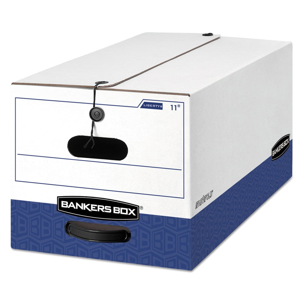 Liberty Heavy-Duty White and Blue Stackable File Storage Box