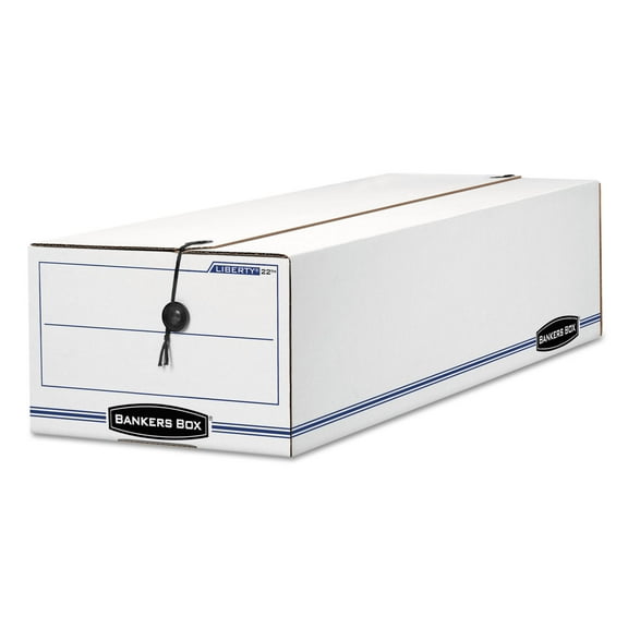 Bankers Box LIBERTY Storage Box Record Form 9 1/2 x 23 1/4 x 6 White/Blue 12/Carton 00022
