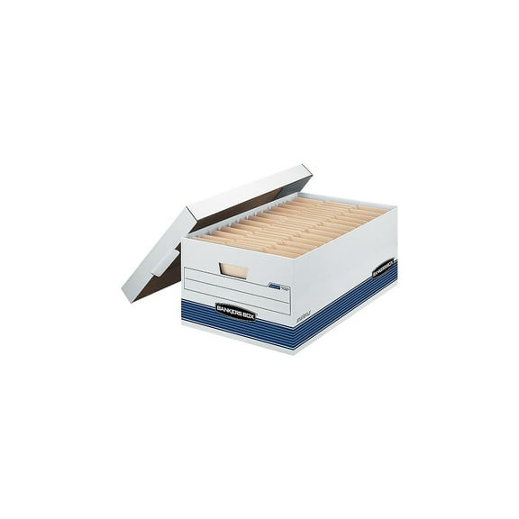 Bankers Box 00702 15.88 in. x 25.38 in. x 10.25 in. STOR/FILE Medium-Duty Storage Boxes - Legal, White/Blue (12/Carton)