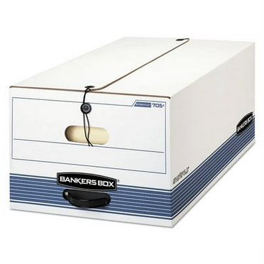 Bankers Box 0070503 STOR/FILE Medium-Duty 15.25 in. x 19.75 in. x 10.75 in. Legal File Storage Boxes - White/Blue (4/Carton)