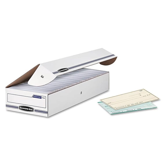 Bankers Box 00706 Storage File, Check/Deposit Slip, 9-Inch x24-Inch x4-Inch, 12/CT, White