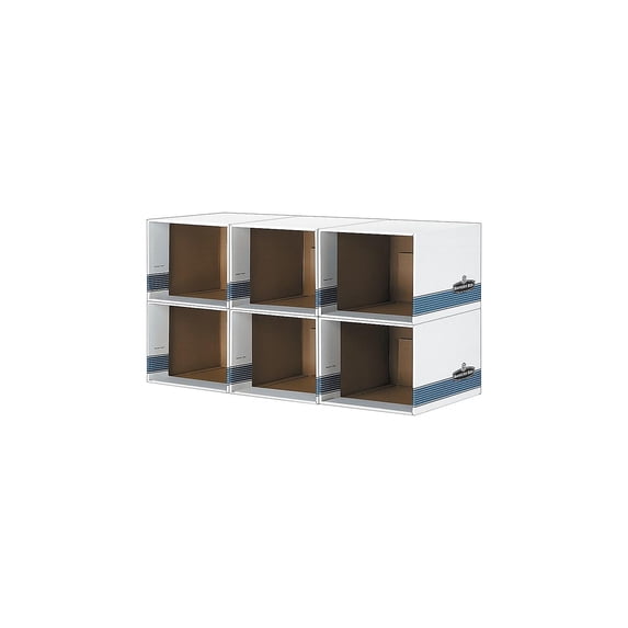Bankers Box 0162601 23.75 in. x 19.75 in. File/Cube Box Shell - Legal/Letter, White/Blue (6/Carton)
