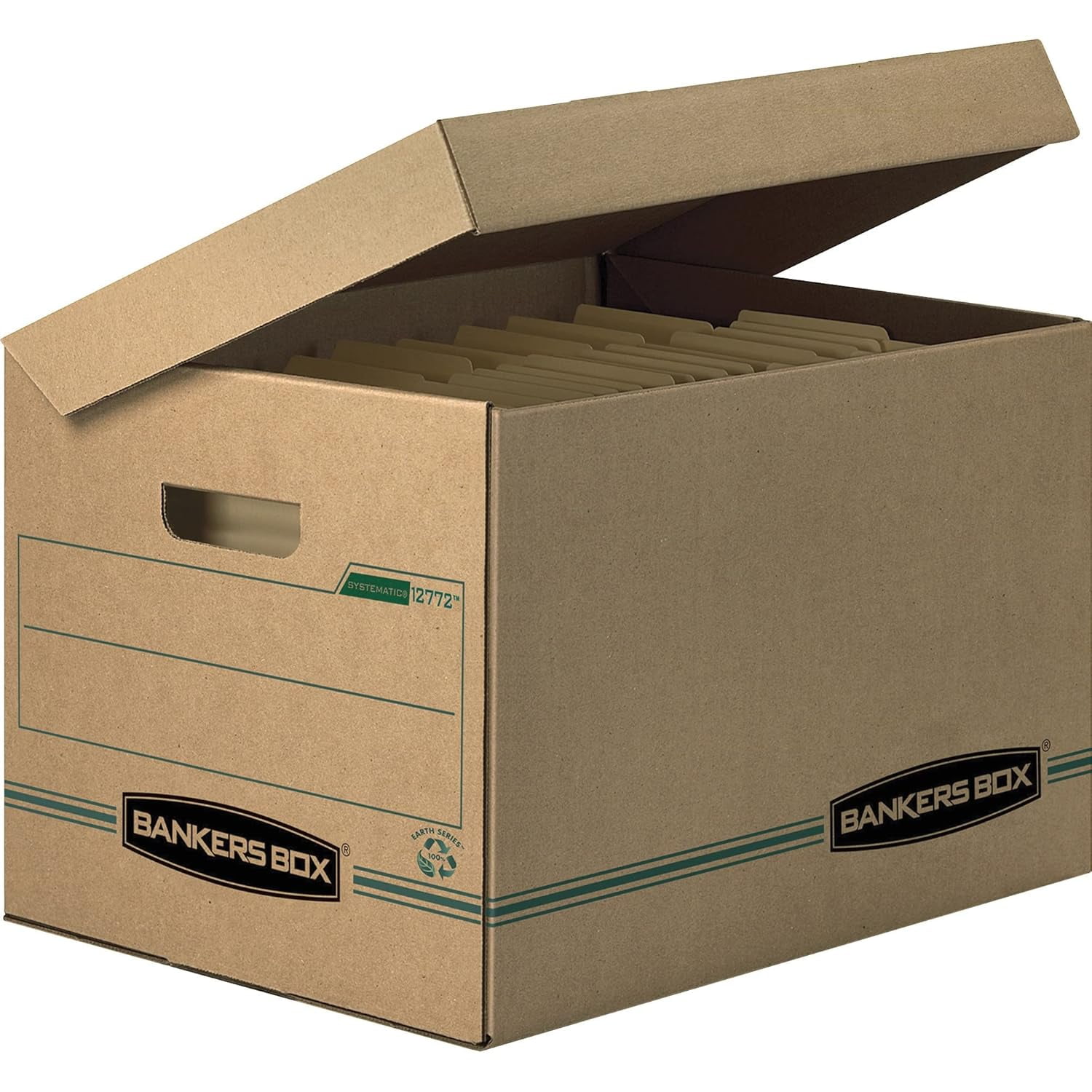 Kraft and Green Medium-Duty Storage Box with Lid