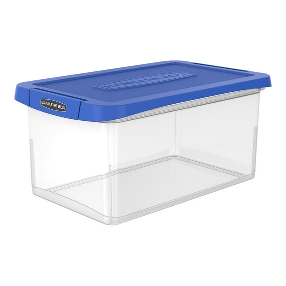 Bankers Box Bankers Box Heavy-Duty Latch Lid Plastic File Box Letter Size Blue/Clear Each (86101)