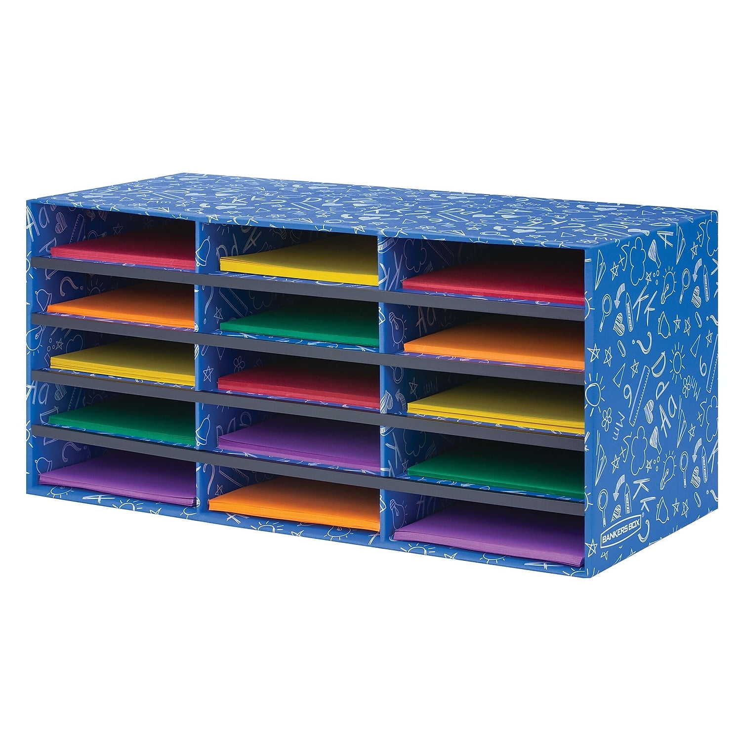 Blue 15-Compartment Classroom Literature Organizer