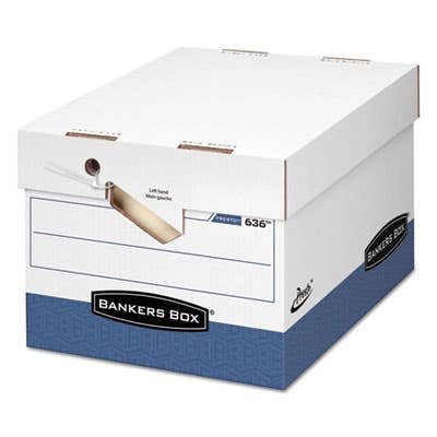 White and Blue Corrugated Paper Storage Box with Lift-Off Lid