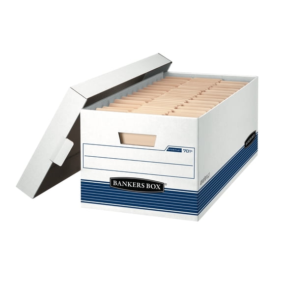 Bankers Box File Storage Boxes with Lids, White, 12-Pack, Corrugated Cardboard