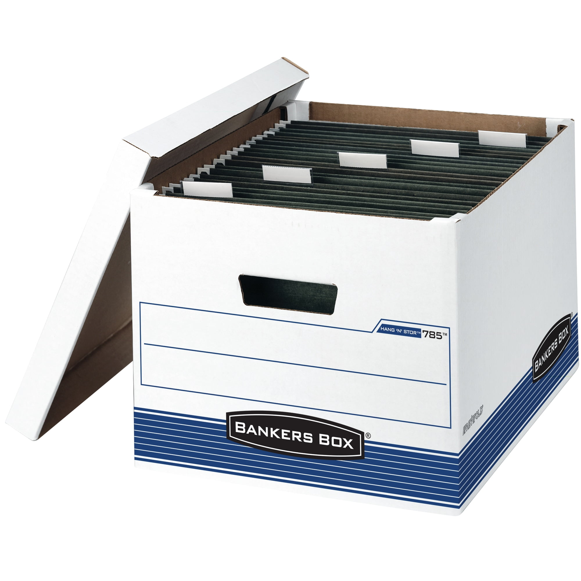 Bankers Box® Hang'N'Stor™ Medium-Duty Storage Boxes With Lift-Off Lids And Built-In Handles, 15 1/2" x 12" x 10", Letter
