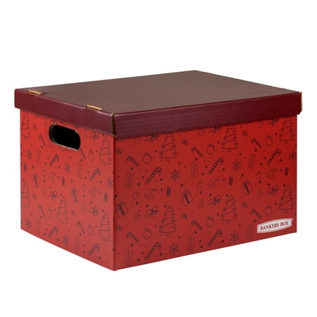 Bankers Box Holiday Corrugate Storage Box, 5 Pack, Red