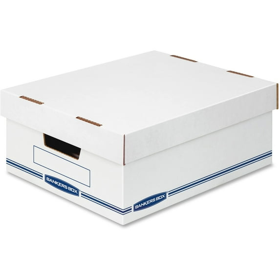 Bankers Box Organizer Storage Boxes Large White/Blue 12/Carton 4662301