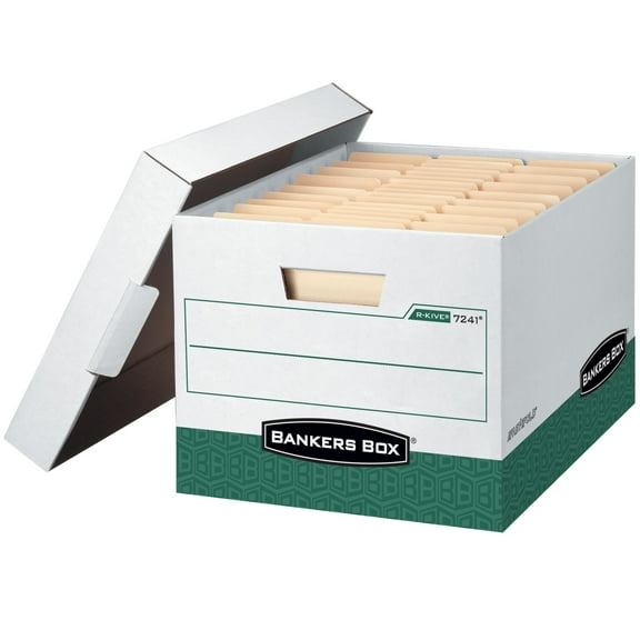Bankers Box® R Kive® Heavy-Duty Storage Boxes With Locking Lift-Off Lids And Built-In Handles, Letter/Legal Size, 15" x