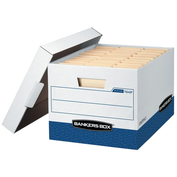 Bankers Box® R Kive® Heavy-Duty Storage Boxes With Locking Lift-Off Lids And Built-In Handles, Letter/Legal Size, 15" x