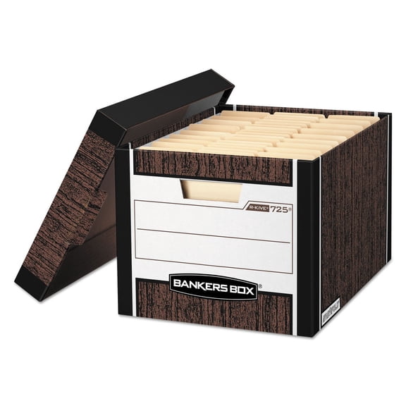 Bankers Box® R Kive® Standard-Duty Storage Boxes With Lift-Off Lids, Letter/Legal Size, 15" x 12" x 10", 60% Recycled, W
