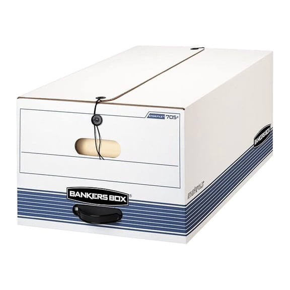 Bankers Box STOR/FILE Medium-Duty Storage Boxes, FastFold, String and Button, Legal, 4 Pack (0070503)