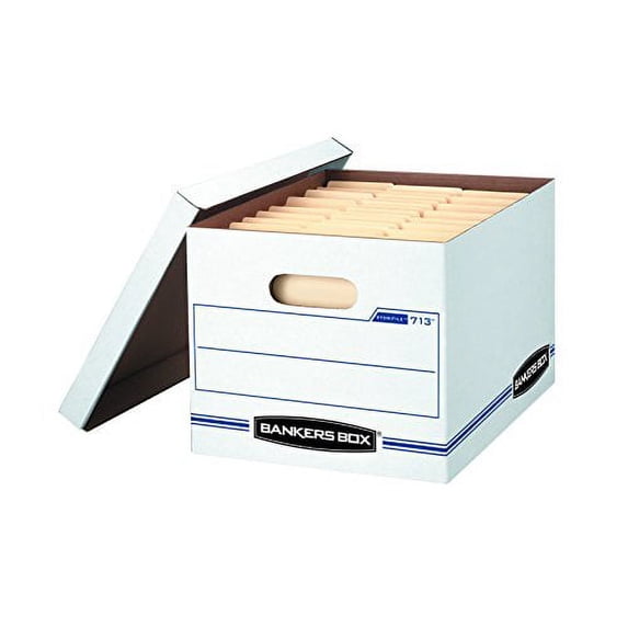 Bankers Box STOR/FILE Storage Box Letter/Legal Lift-off Lid White/Blue 12/Carton 00703