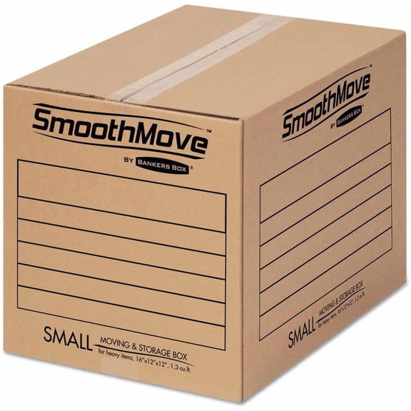 Bankers Box SmoothMove Basic Moving Boxes, Small, Kraft, Black, 25 / Carton (Quantity)