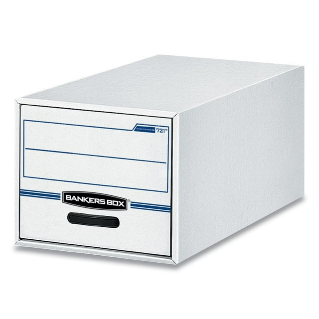 Bankers Box® Stor/Drawer® File, Letter Size, 11 1/2" x 14" x 25 1/2", White/Blue, Pack Of 6