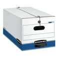 thumbnail image 1 of Bankers Box® Stor/File™ 60% Recycled Storage Boxes, String & Button, 24" x 12" x 10", Letter, White/Blue, Pack Of 3, 1 of 9