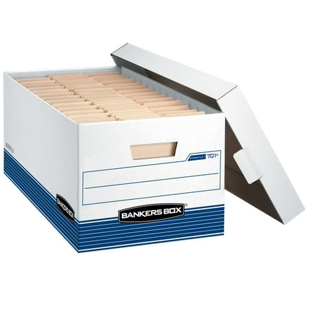 Bankers Box® Stor/File™ Medium-Duty Storage Boxes, Letter Size, 24" x 12" x 10", White/Blue, Case Of 4 - 70140FF