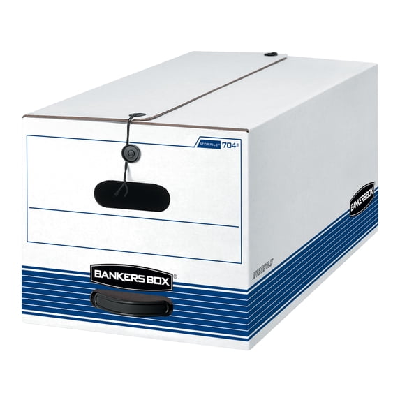 Bankers Box® Stor/File™ Medium-Duty Storage Boxes With String & Button Closures And Built-In Handles, Letter Size, 24" x