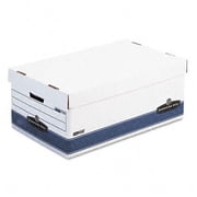 Bankers Box Stor/File Storage Box- Legal- Locking Lid- White/Blue- 4/Carton