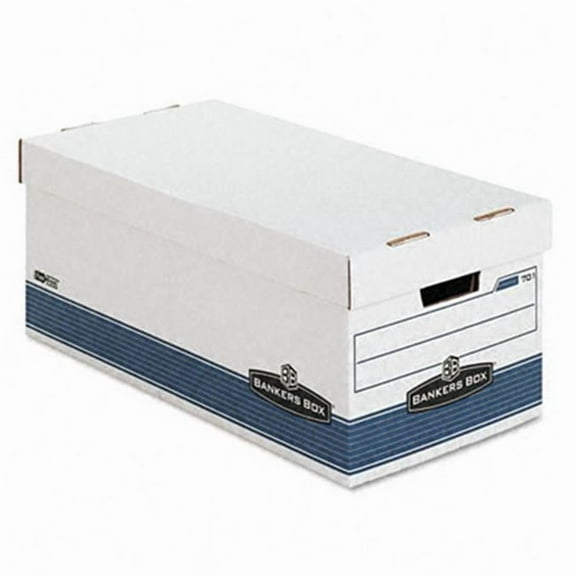 Bankers Box Stor/File Storage Box- Letter- Locking Lid- White/Blue- 4/Carton