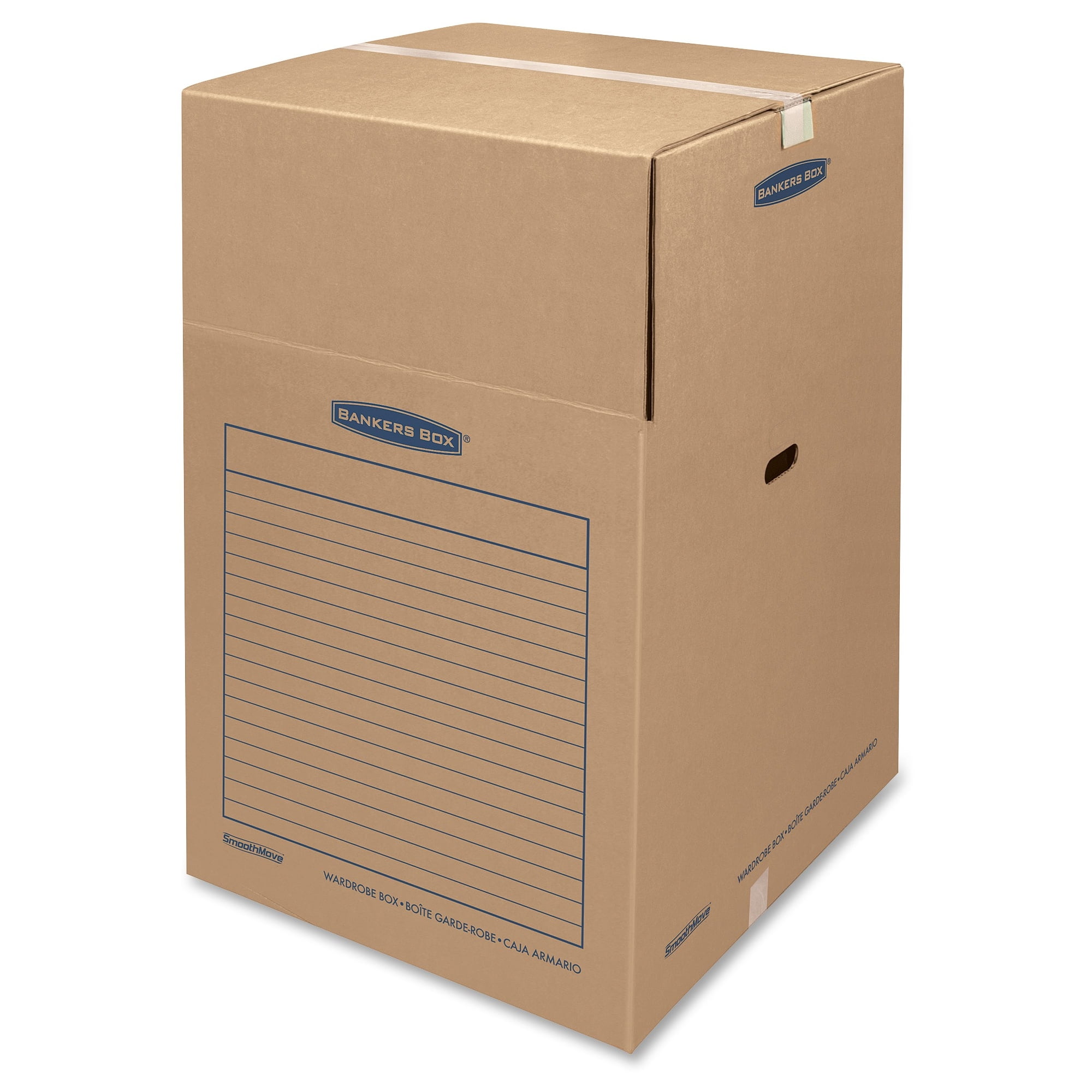 Bankers Box Wardrobe Moving Box, 24" x 24" x 40", Brown Kraft/Blue, 3/Carton
