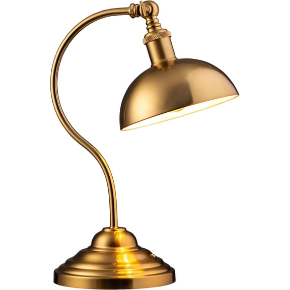 Bankers - Cordless LED Table Lamp, -Operated, Rechargeable, 3-Level Dimming, Universal USB-C , 180? Swivel , Luxury Metal Shade, Antique Brass