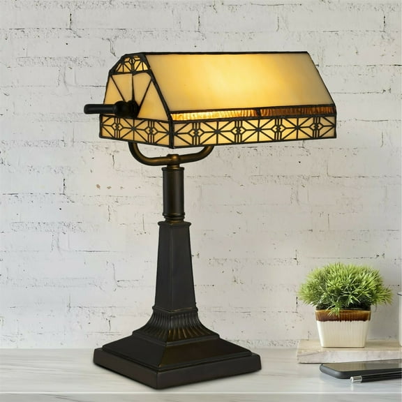 Bankers Lamp Tiffany Table Desk Lamp Stained Glass Vintage Look Mission Style