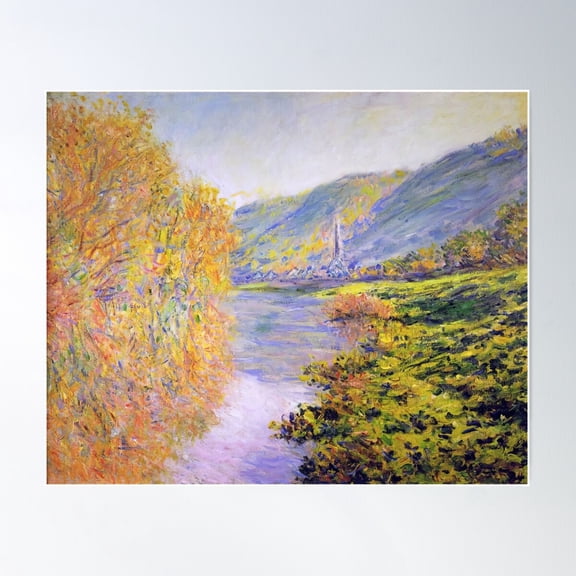 Banks Of The Seine At Jeufosse, Autumn - Claude Monet Poster Wall Art, Modern Wall Decor For Living Room Bedroom, 16x24 UNFRAMED