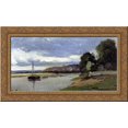 thumbnail image 1 of Banks of a River with Barge 24x17 Gold Ornate Wood Framed Canvas Art by Pissarro, Camille, 1 of 2