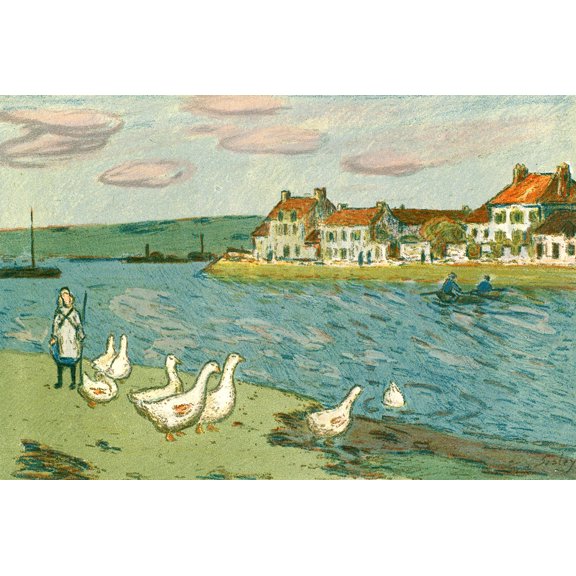 Banks of the River (Les Bords de riviere) by Alfred Sisley - 12" x 18" Art Print Wall Decor
