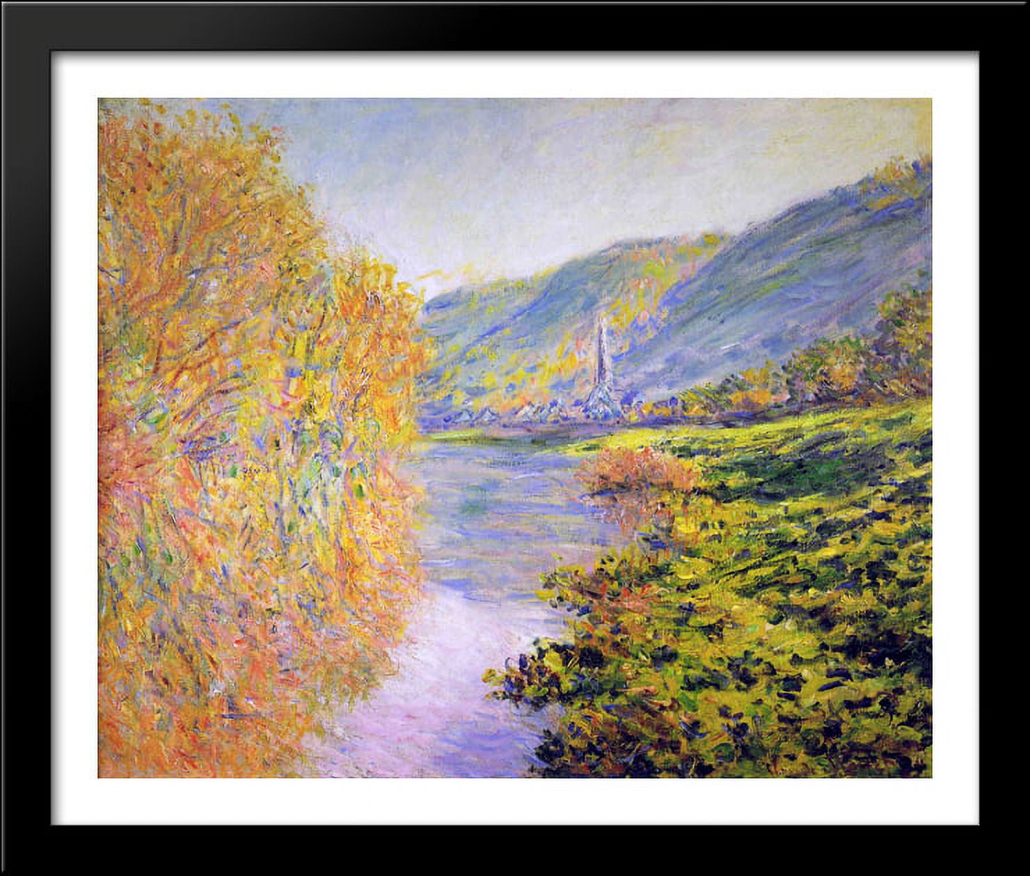 Banks of the Seine at Jeufosse, Autumn 34x28 Large Black Wood Framed ...