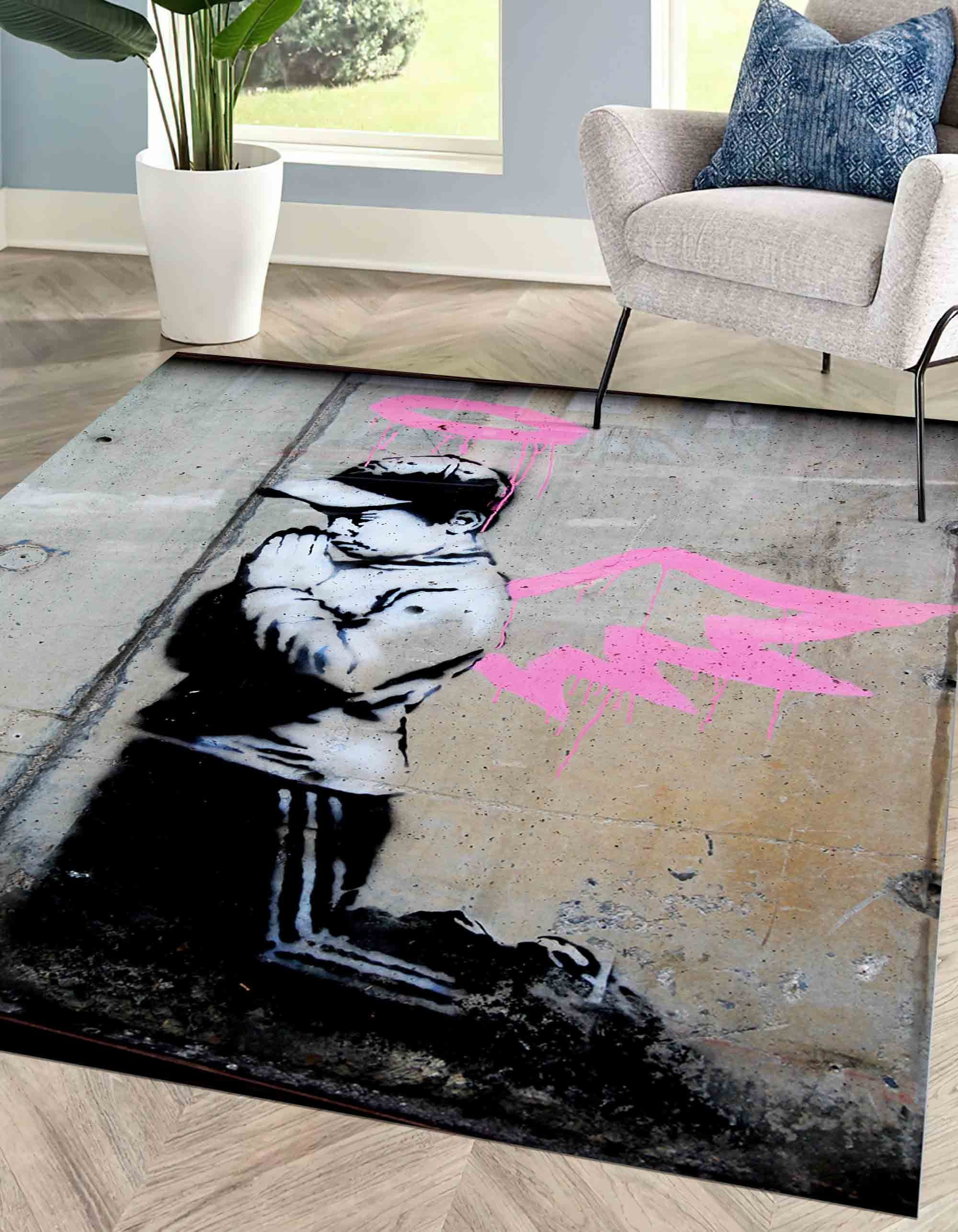 Banksy Angel Boy Rug, Banksy Graffiti Rugs, Graffiti Rug, Hallway Rug ...