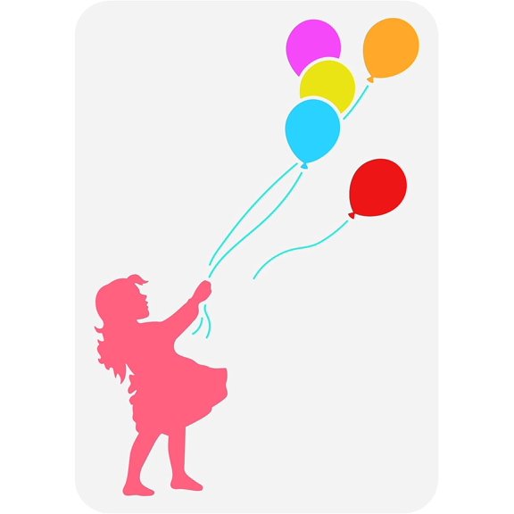 Banksy Balloon Girl Drawing Stencil 8.3x11.7inch Banksy Graffiti Stencil Plastic Painting Template Reusable Home Wall Decor Stencil Paint on Walls Fabrics Tiles Floor Furniture White