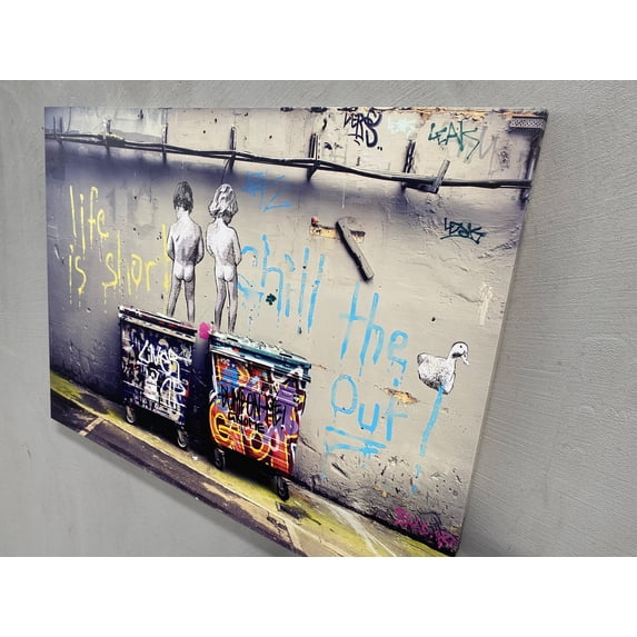 Banksy Boy Wall Decor, Banksy Wall Decor, Chill The Out Canvas Art, Banksy Life is Short Canvas, Banksy Art, Graffiti Canvas Art, Canvas Wall Decor - 3P-Gallery Wrapped