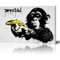 thumbnail image 1 of Banksy Canvas Wall Art Monkey with Banana Street Graffiti Large Canvas Prints for Living Room Bedroom Home Decorations Modern Stretched Framed Artwork 16x12 inch / 40x30 cm, 1 of 6