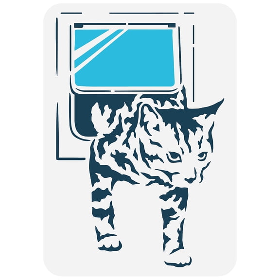 Banksy Cat Flat Painting Stencil 8.3x11.7inch Kitten Climbing The Window Stencil Plastic Hollow Out Stencil for Painting on Wall Wood Furniture